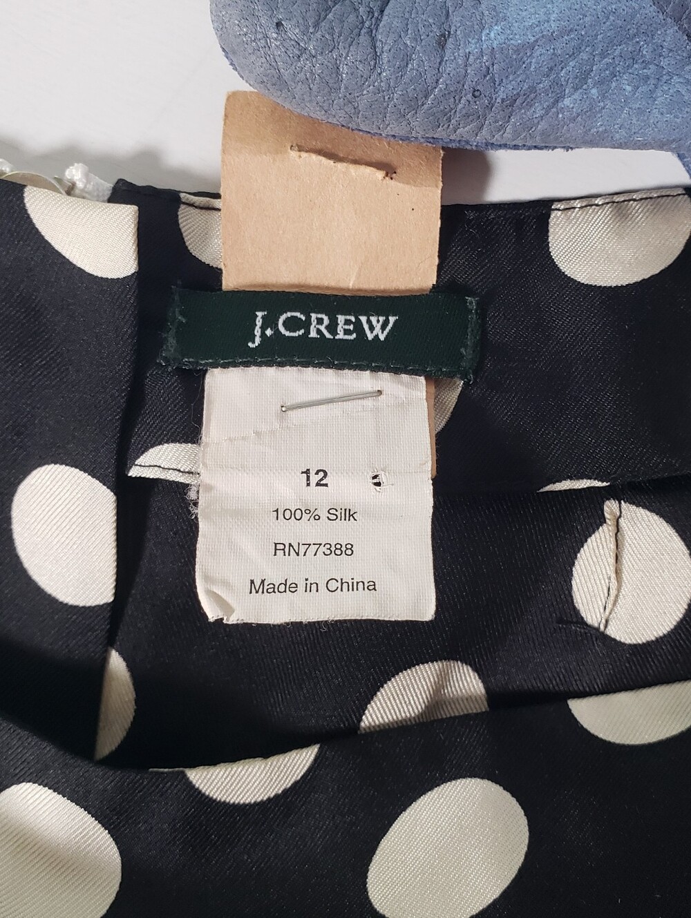 Vintage J Crew Silk Polkadot Boatneck Three Quarter Sleeves 12 Preppy Classic - Picture 2 of 9